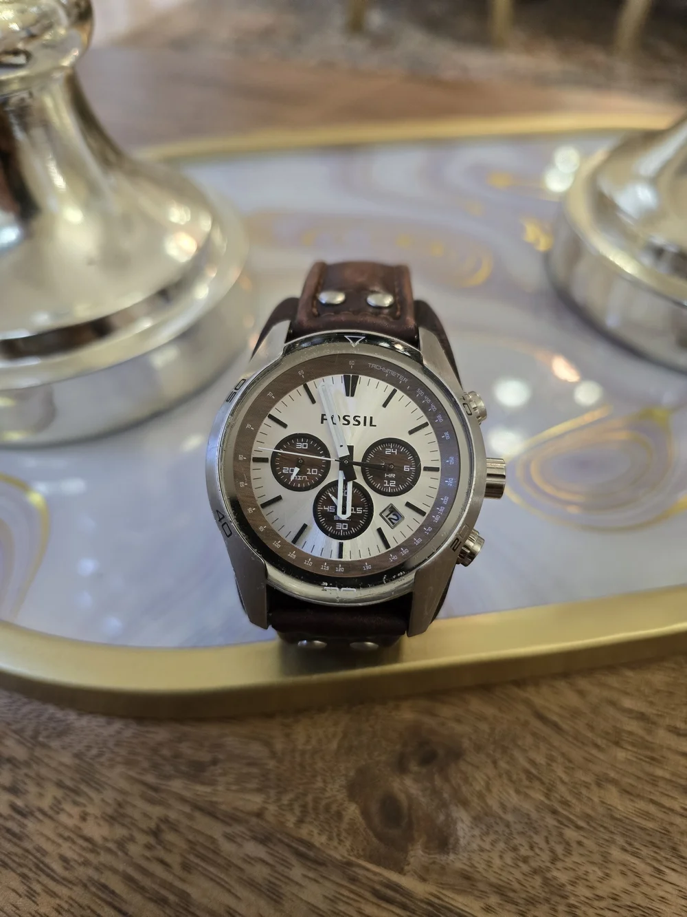 Fossil Men's Brown Leather Chronograph Watch